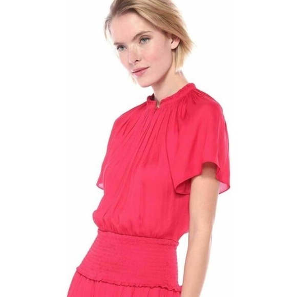 Halston Heritage NWT Flutter Sleeve Fuchsia Dress Size Medium - Picture 2 of 15